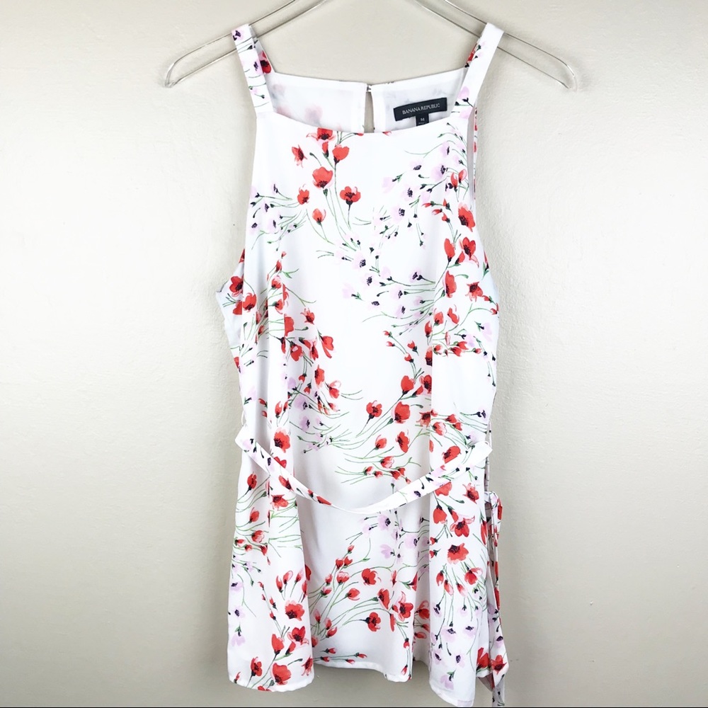 Banana Republic Easy Care Apron Tie Blouse Size M